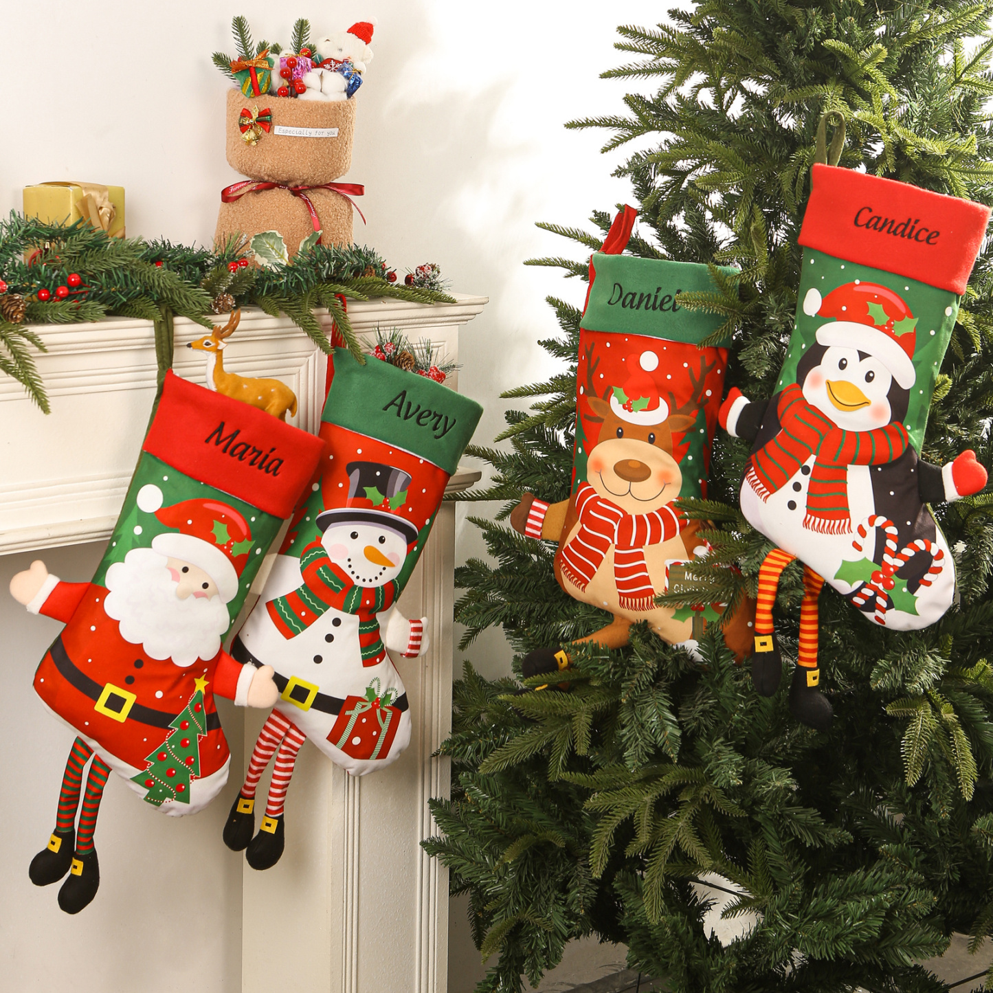Personalized 3D Dangle-Leg Christmas Stocking