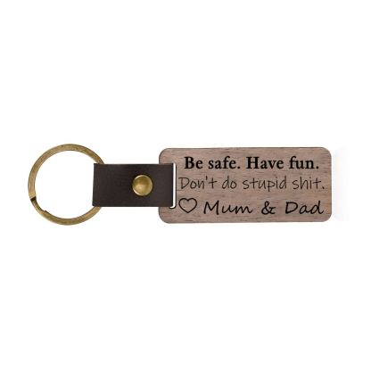 Don't Do Stupid Funny Wooden Keychain Drive Safe Have Fun Keychain Teenager Gift Set For Son/Daughter