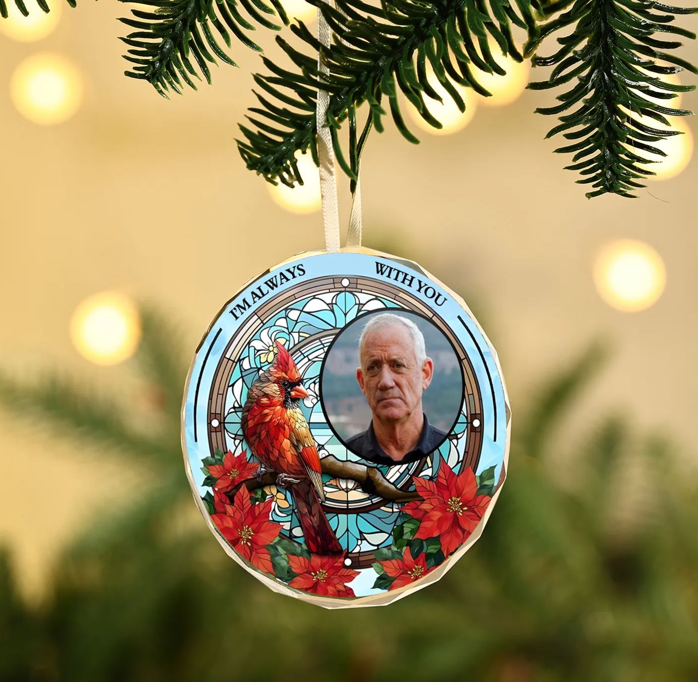 Personalized Christmas Hanging Ornament with Photo & 2 Names Custom Family Gift for the Holidays