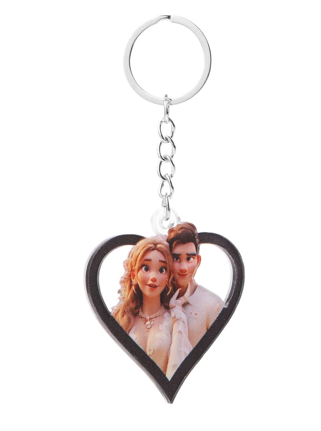 Personalized Cartoon Keychain Heart & Rectangle Styles Valentine’s Day Gift for Him or Her