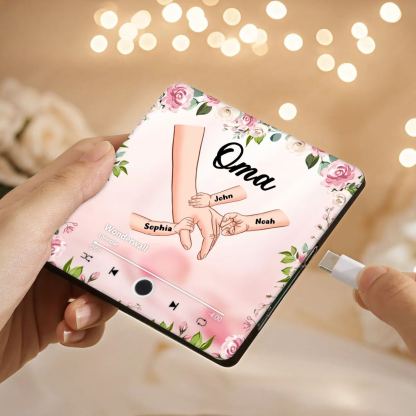 Personalized Hand-in-Hand Music Fridge Magnet Engraved 3 Names & 1 Text– Custom Special Gift For Mom/Nana/Nanny| lorajewel