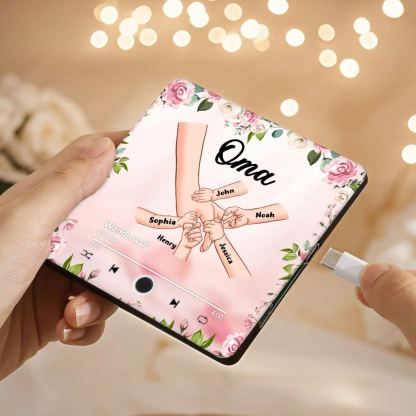 Personalized Hand-in-Hand Music Fridge Magnet Engraved 5 Names & 1 Text– Custom Special Gift For Mom/Nana/Nanny| lorajewel