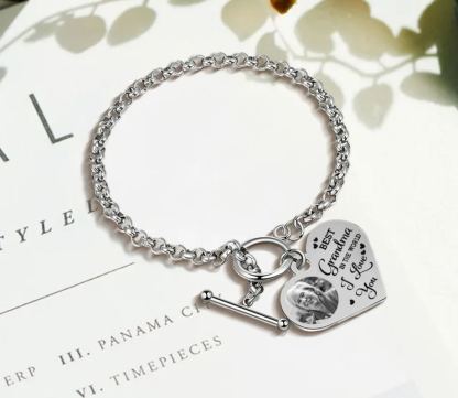 Personalised Women's Bracelet with Photo - Custom Stainless Steel Bracelet Gift for Grandma | Jessemade
