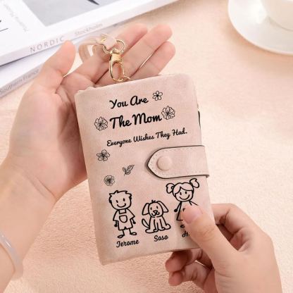 Personalized Women Leather Wallet Purse With Custom 3 Kids And Pet Name –You Are The Mom Everyone Wishes They Had- Mothers Day Presents For Mom | Lorajewel