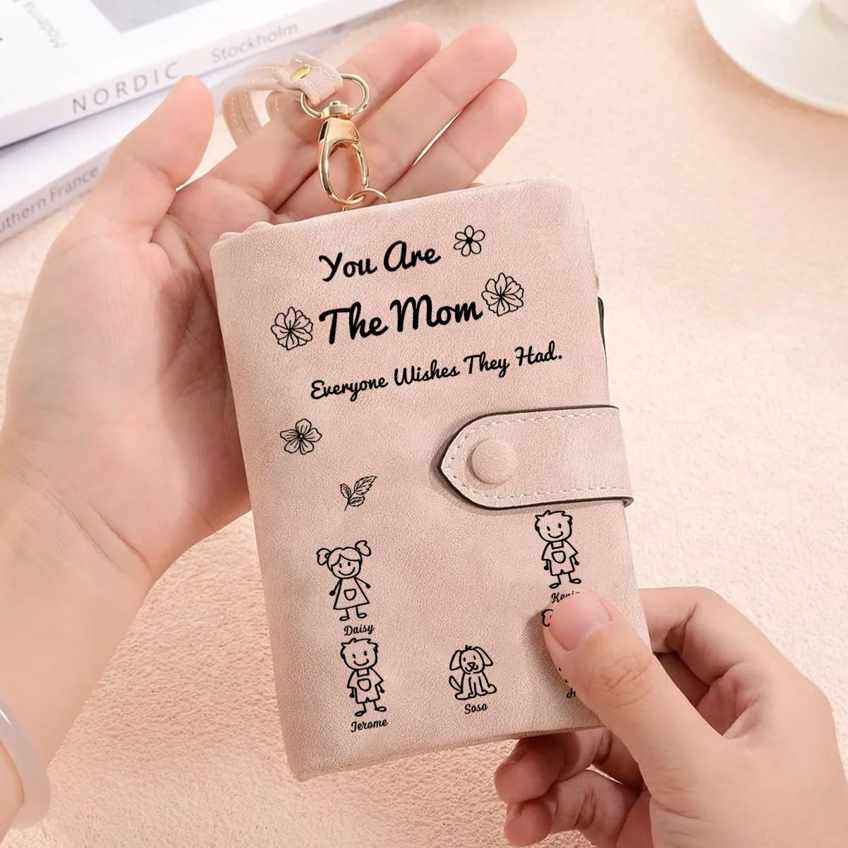Personalized Women Leather Wallet Purse With Custom 5 Kids And Pet Name –You Are The Mom Everyone Wishes They Had- Mothers Day Presents For Mom | Lorajewel