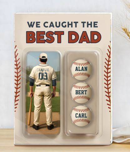 4 Names Personalized Baseball Dad Display Plaque – Custom Father's Day Gift | Lorajewel