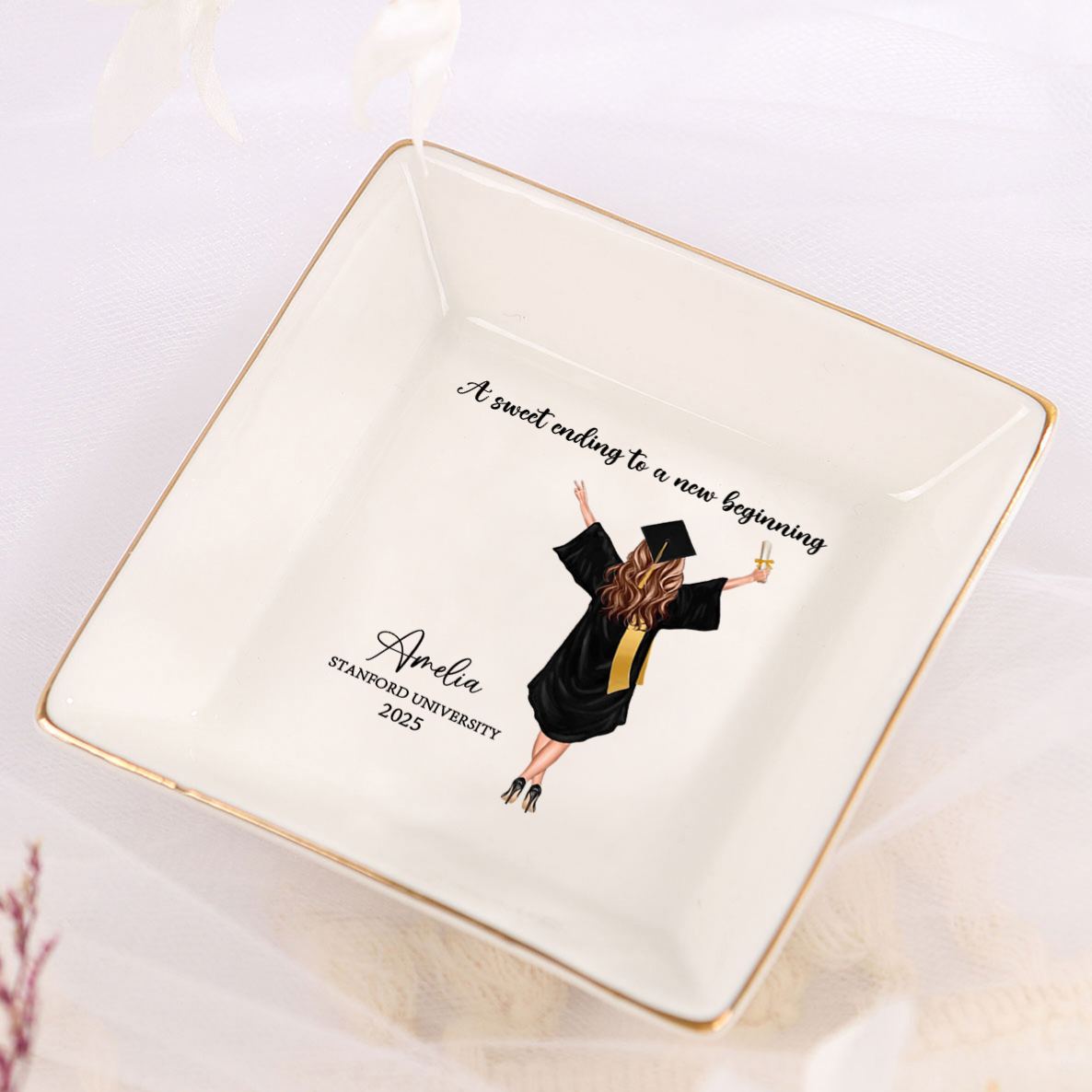 Personalized Graduation Trinket Dish - Custom Gift for Graduation