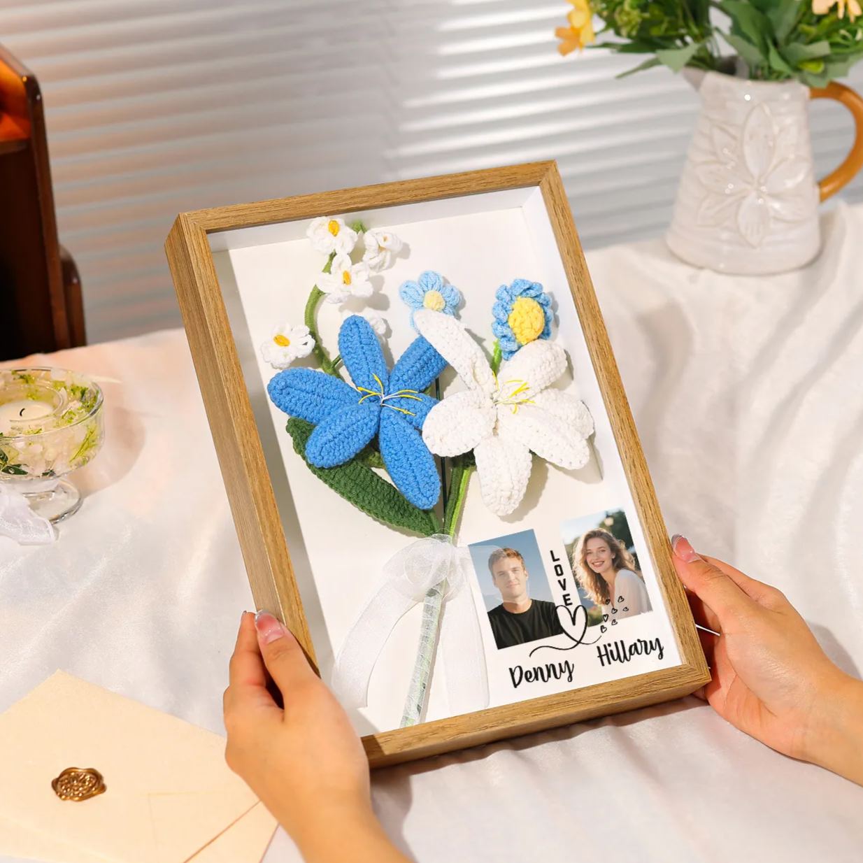 Personalized 3D Tulip Crochet Flower Photo Frame
