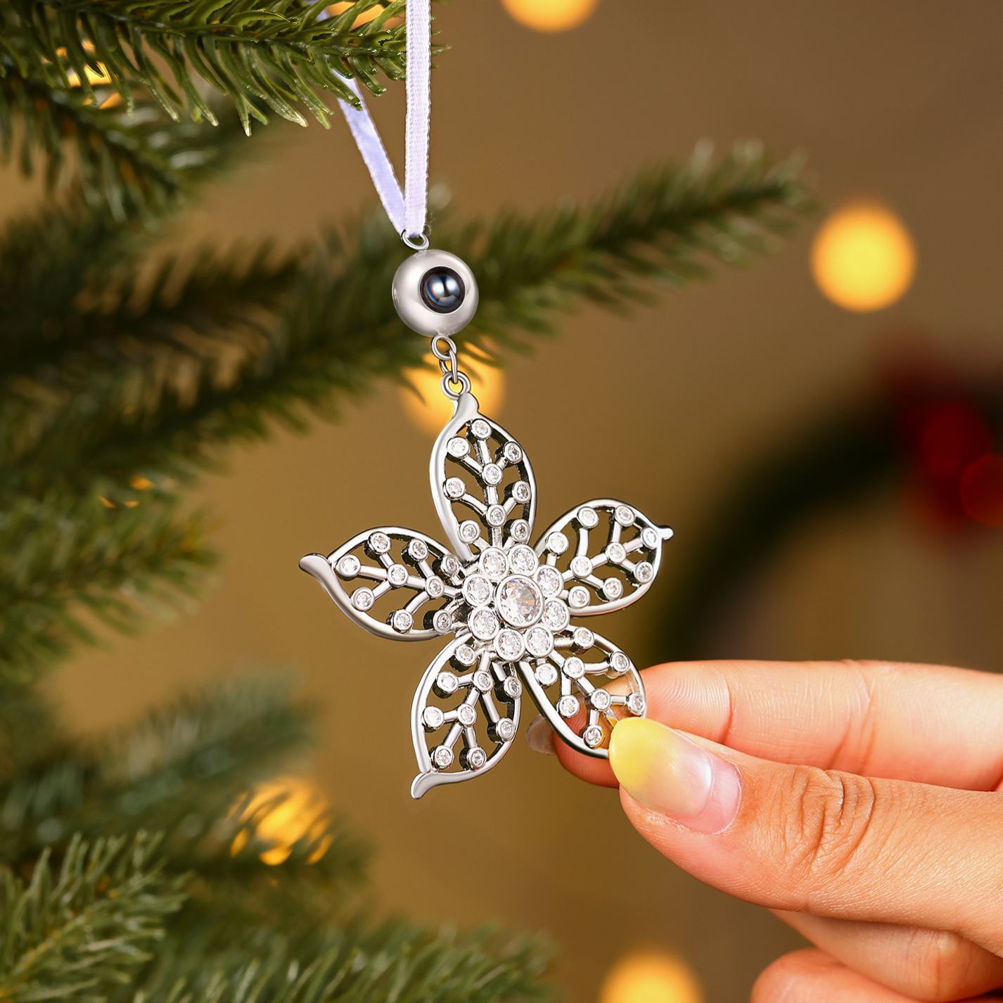 Personalized Flower Photo Projection Christmas Ornament Decoration