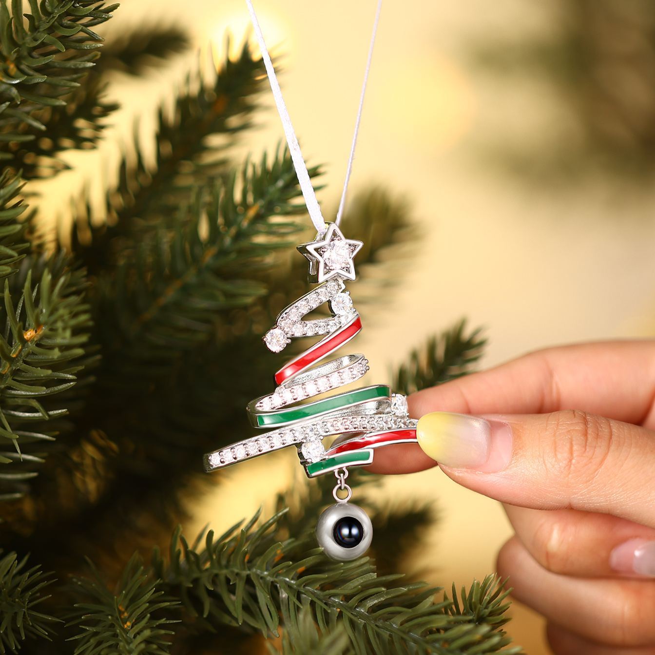 Personalized Star Projection Photo Christmas Tree Ornament Decoration