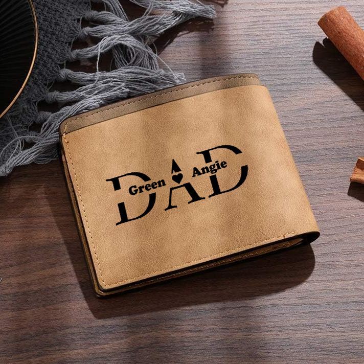 Personalized Photo Engraved Leather Dad Wallet