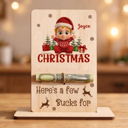Personalized Baby Christmas Wooden Money Holder