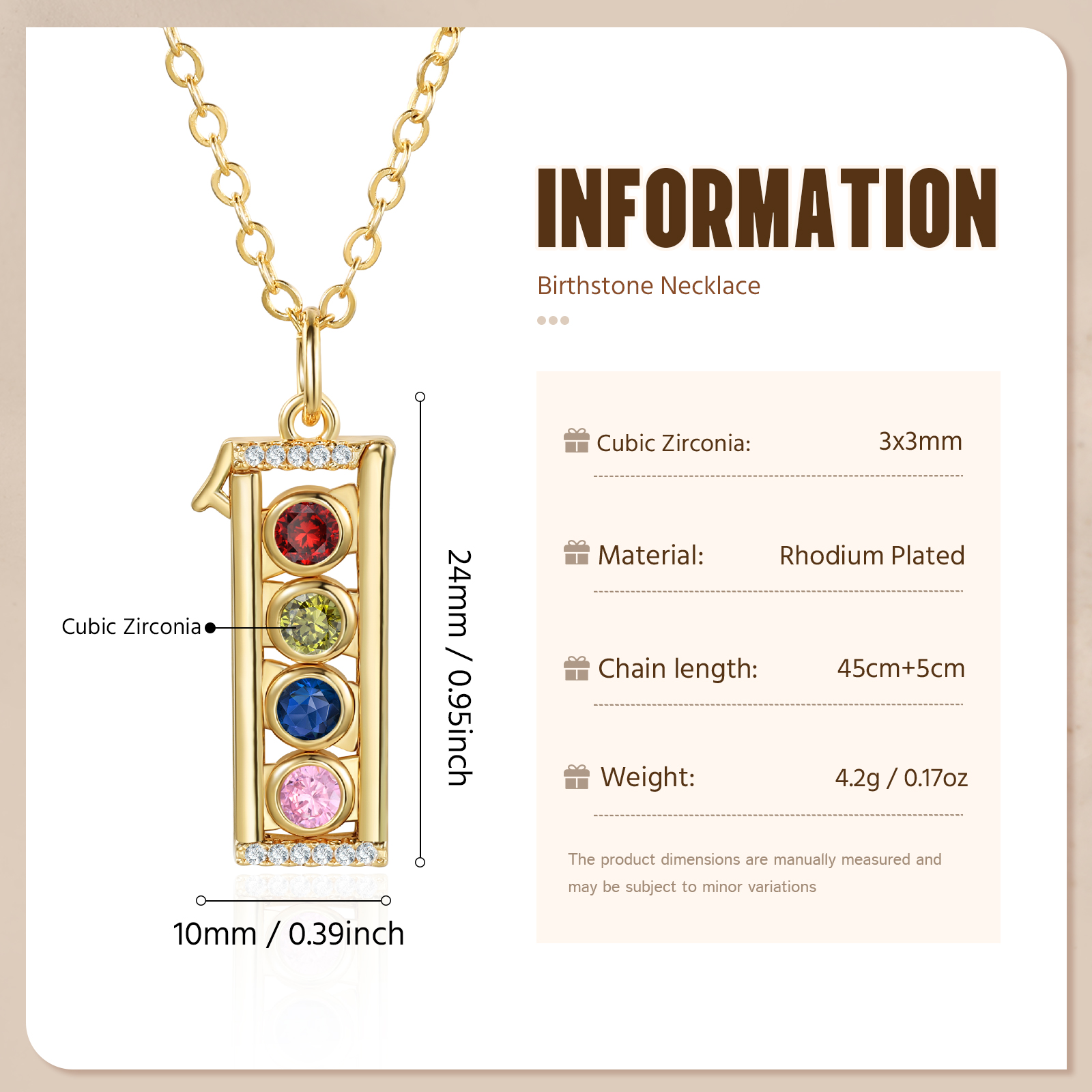 Personalized family necklace with 1–6 birthstones – a unique gift for Mom or Grandma