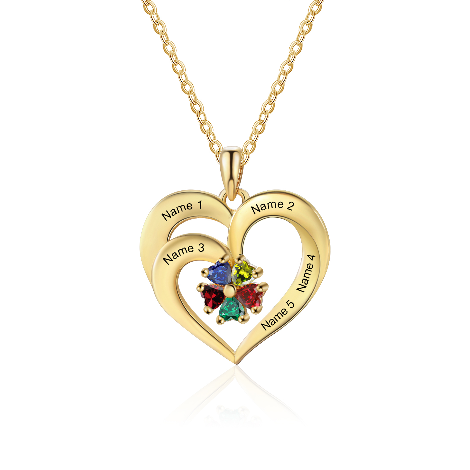 Personalized S925 Heart Necklace with 1-5 Names