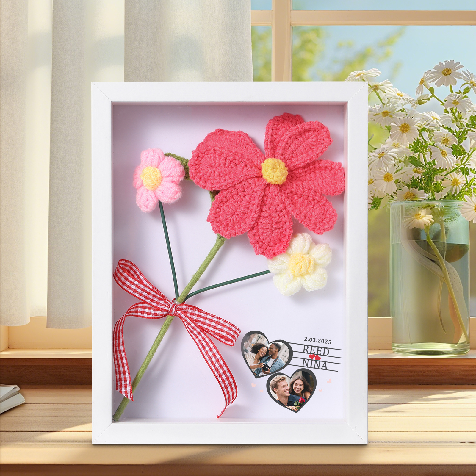 Personalized 3D Tulip Crochet Flower Photo Frame