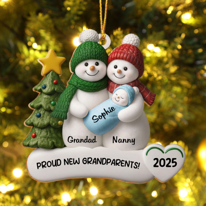 Personalized Family Snowman Ornament 2025