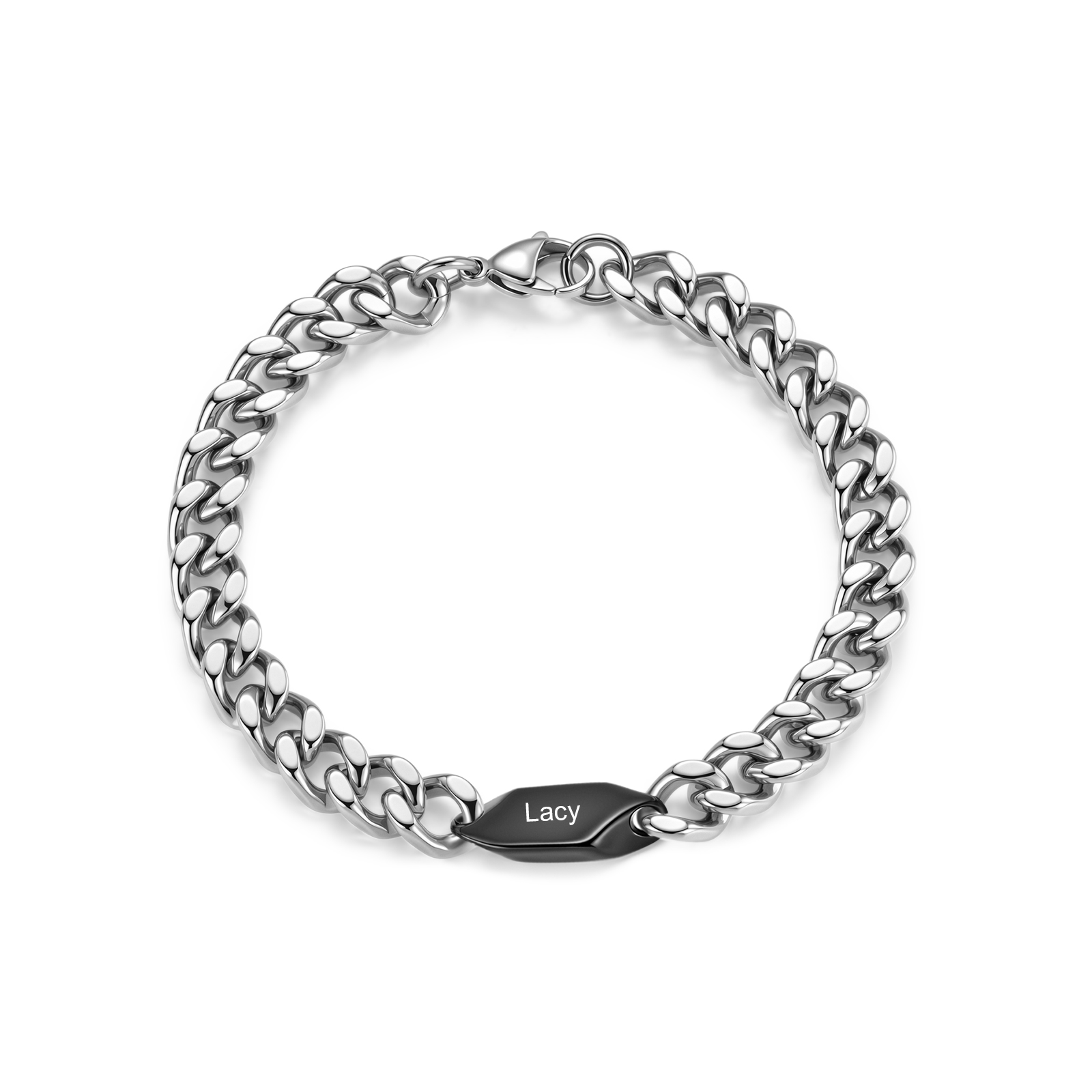 Personalized Men’s Stainless Steel Curb Chain Bracelet with 1–5 Engraved Names – Unique Gift for Dad, Husband, or Family