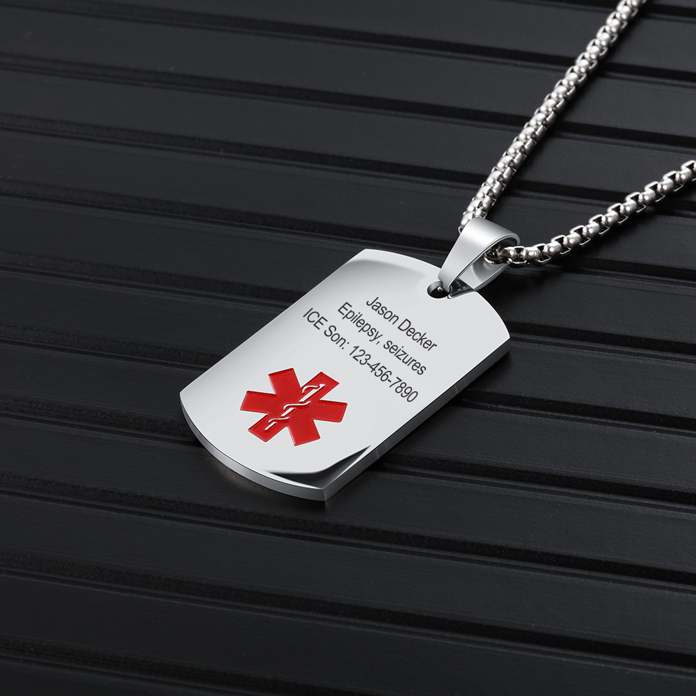 Custom Medical Alert Necklace Personalized Gift for Safety Emergency Loved Ones | Lorajewel