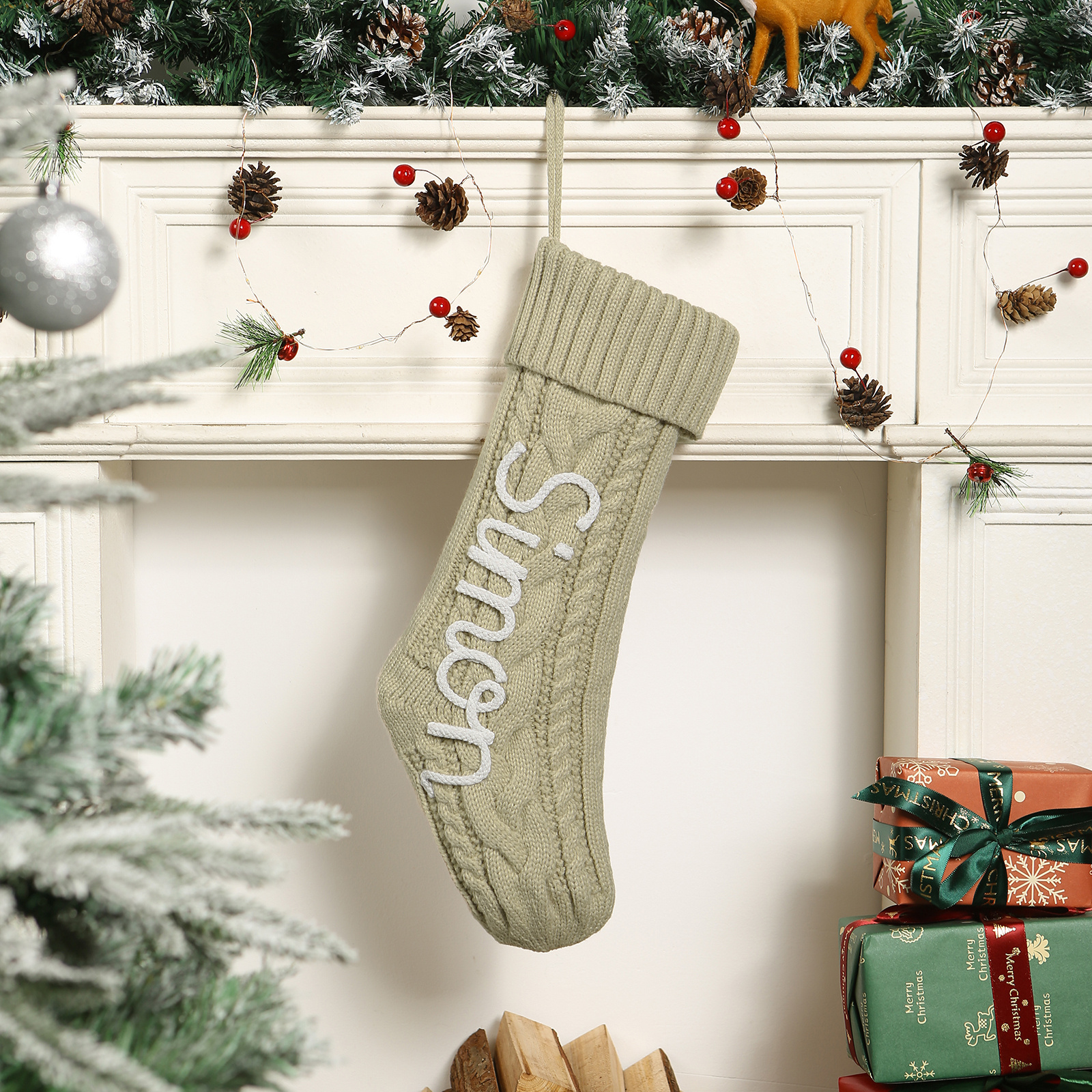 Personalized Chunky Cable-Knit Christmas Stocking