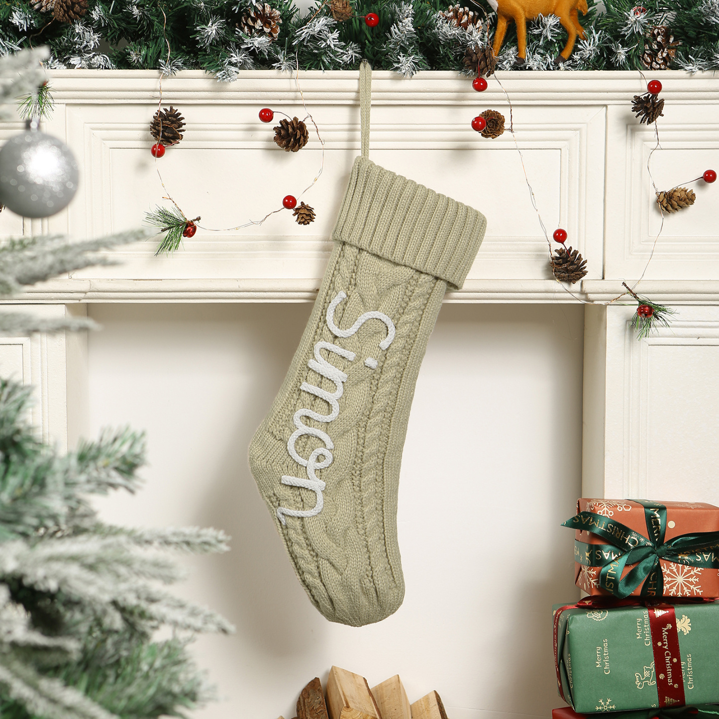 Personalized Chunky Cable-Knit Christmas Stocking