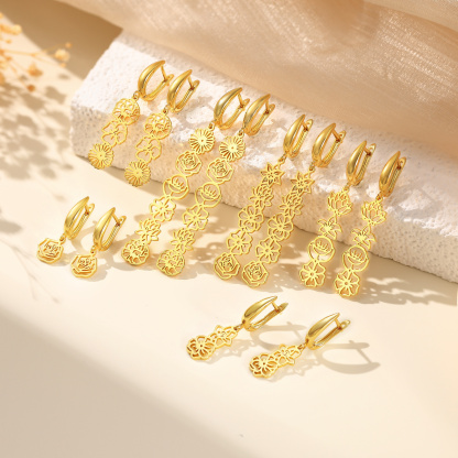 Personalized Birth Flower Earring Floral Dangle Earrings