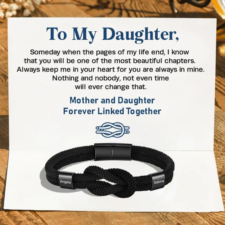 Mother and Daughter Forever Linked Together Braided Knot Bracelet Birthday Gift