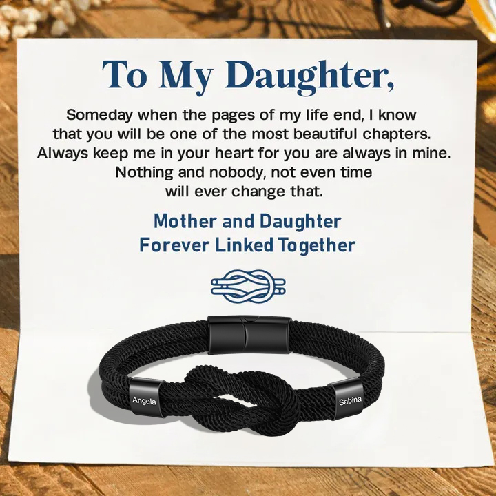 Mother and Daughter Forever Linked Together Braided Knot Bracelet Birthday Gift