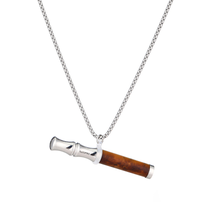 Tiger Eye Stone Breathing Necklace, Steel Accents