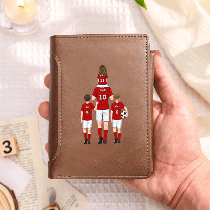Personalized Football Family Leather Wallet for Dad