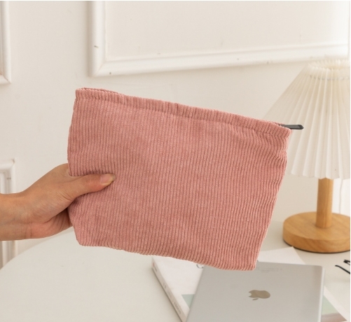 Soft Corduroy Makeup Bag Stylish Cosmetic Pouch Perfect Gift for Her