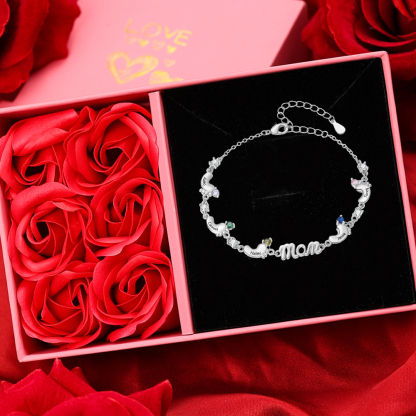 Personalized 2–5 Names Mom Feet Bracelet with Birthstones