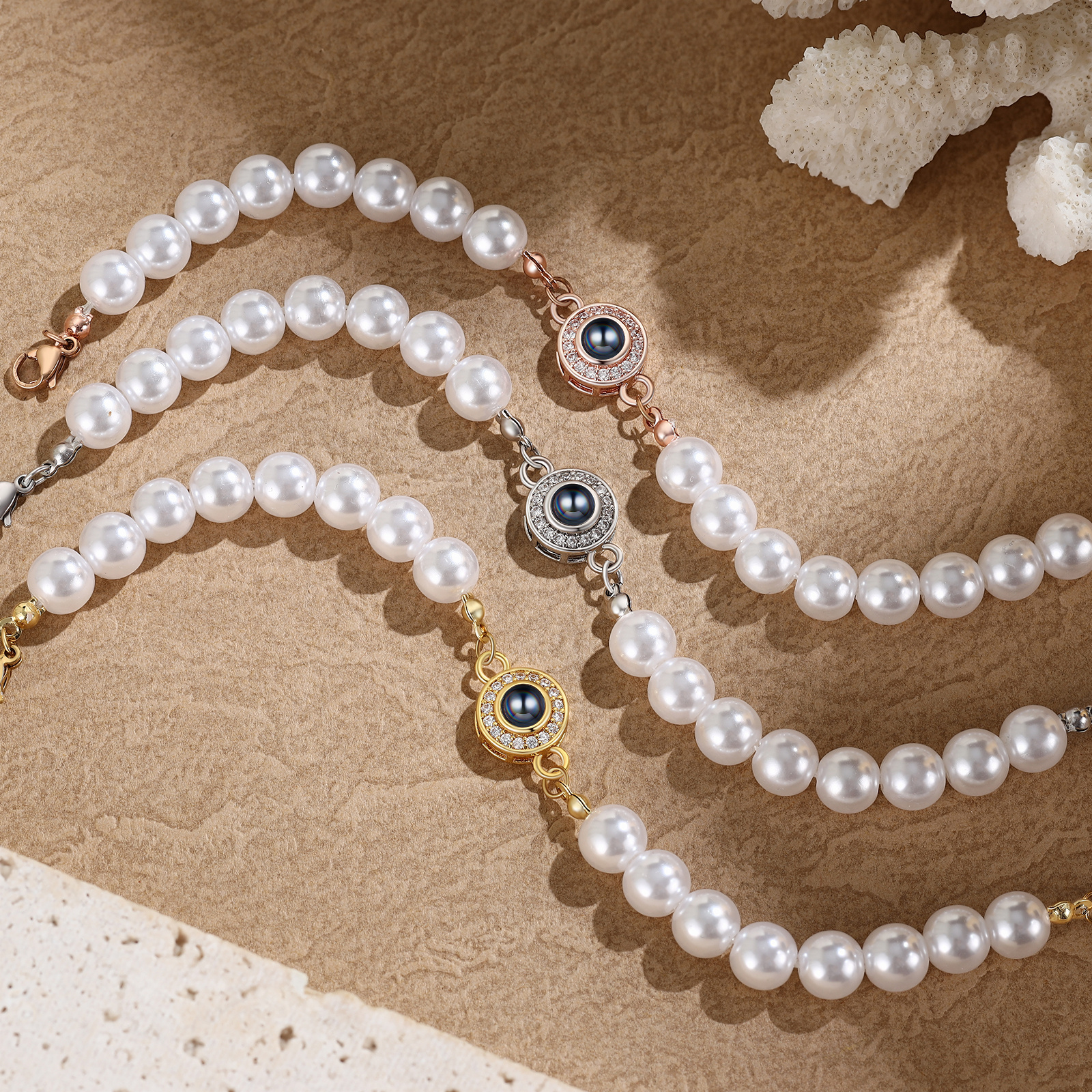 Personalized Photo Projection Pearl Bracelet