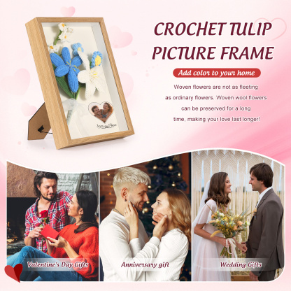 Personalized 3D Tulip Crochet Flower Photo Frame