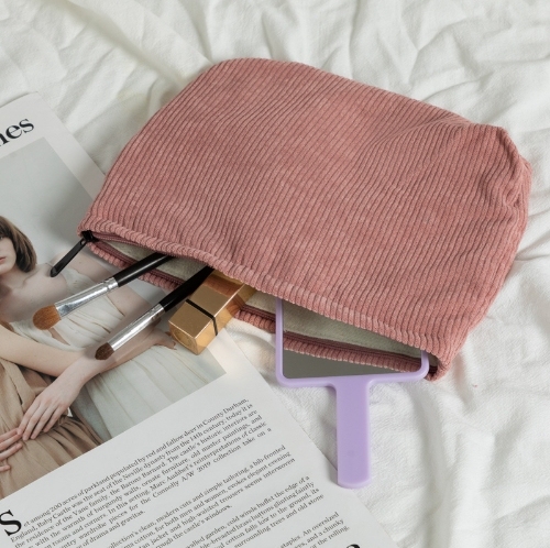 Soft Corduroy Makeup Bag Stylish Cosmetic Pouch Perfect Gift for Her