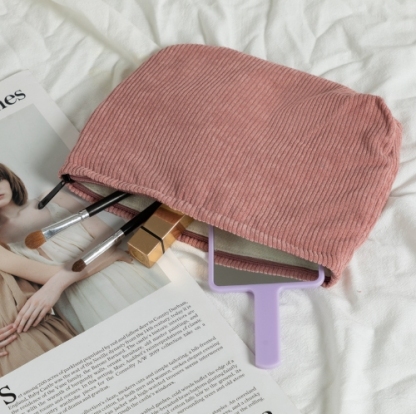 Soft Corduroy Makeup Bag Stylish Cosmetic Pouch Perfect Gift for Her