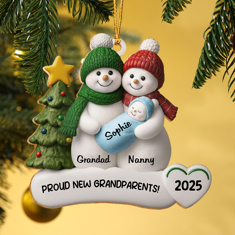 Personalized Family Snowman Ornament 2025