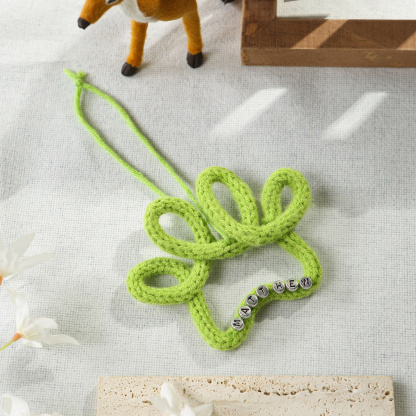 Personalized Beaded Name Crochet Paw Print Ornament