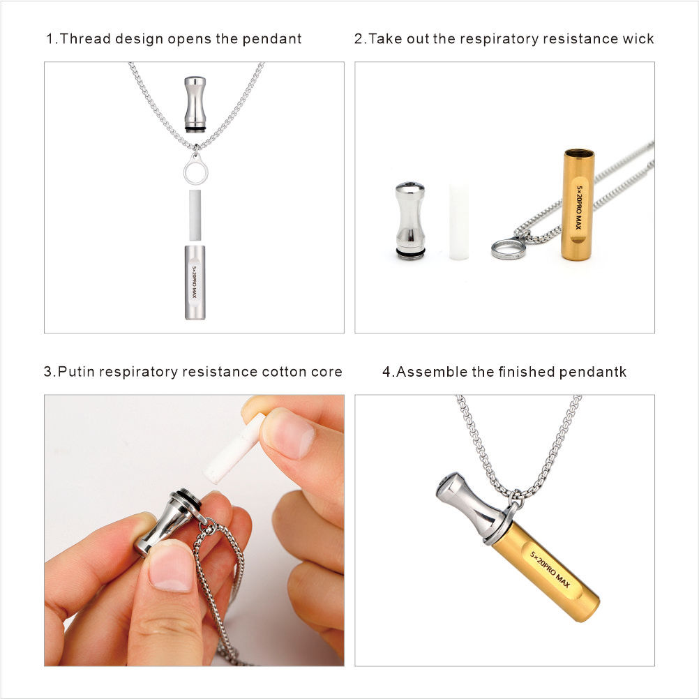 Stainless Steel Breathing Necklace for Anxiety Relief