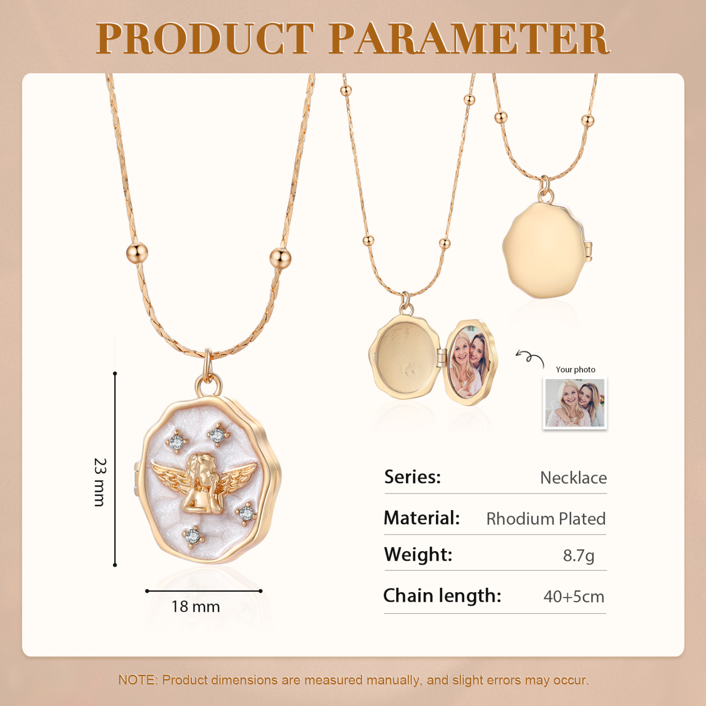 Personalized Gold Locket Necklace with 1 Photo