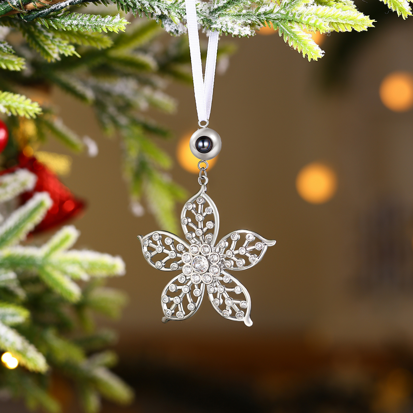 Personalized Flower Photo Projection Christmas Ornament Decoration