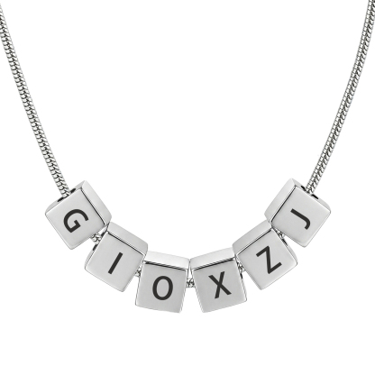 Personalized Stainless Steel Cube 1-6 Letters Necklace for Men