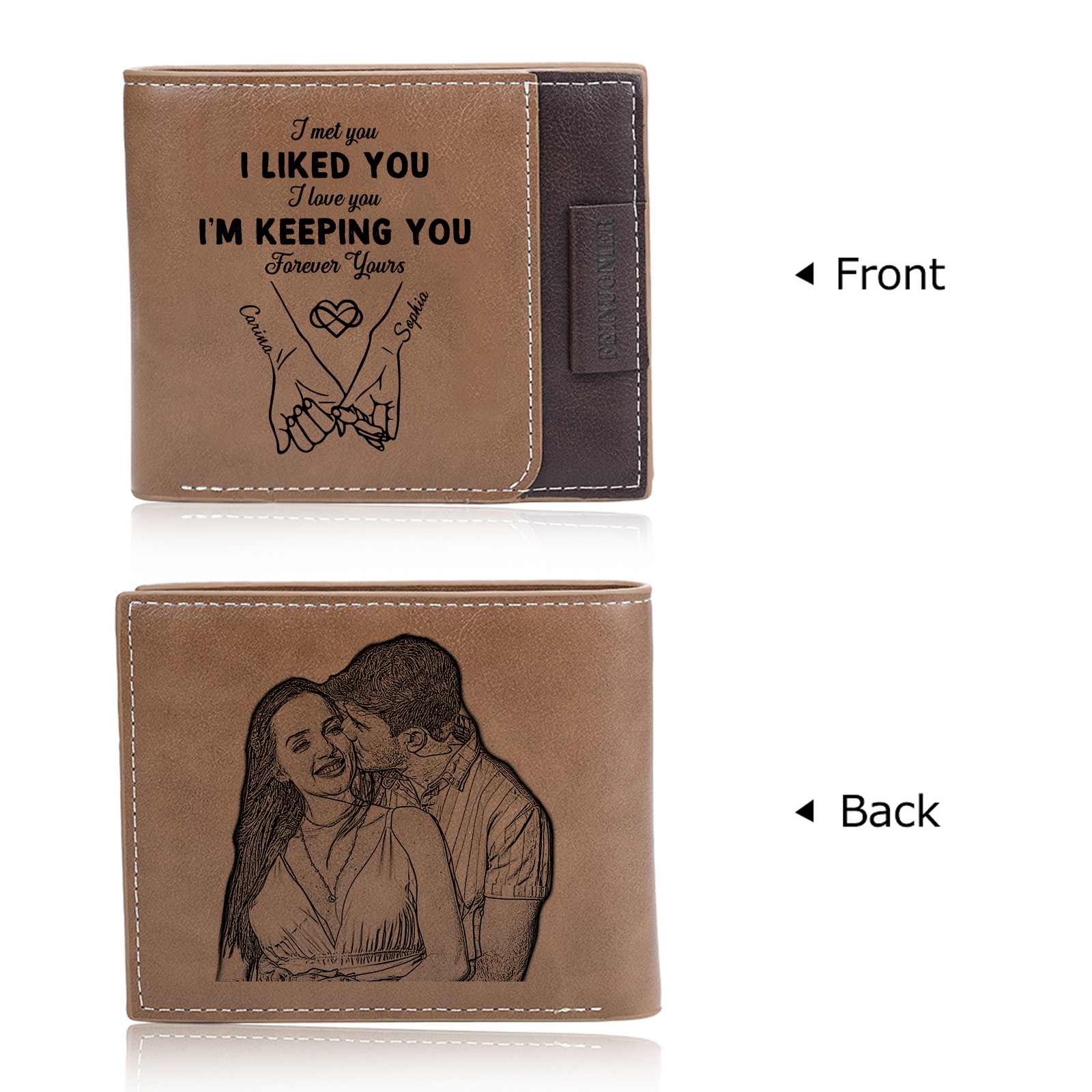 Personalised Couple Photo Leather Wallet For Men