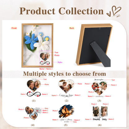 Personalized 3D Tulip Crochet Flower Photo Frame