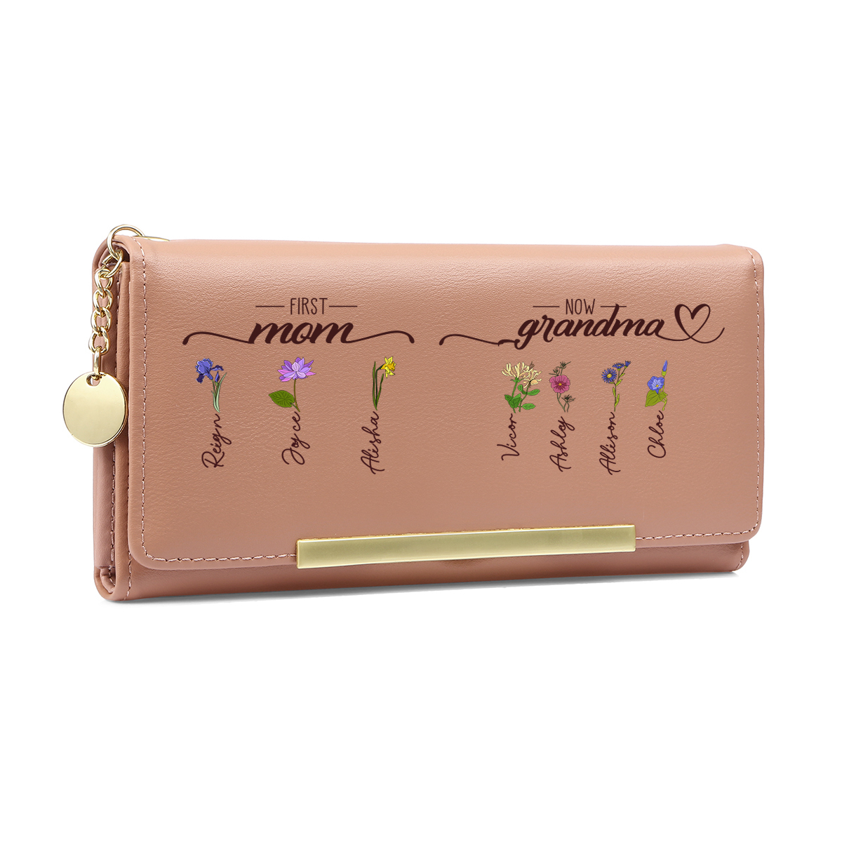 Custom Birth Flower Wallet for Mom/Grandma