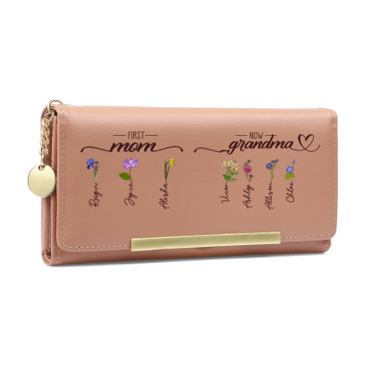 Custom Birth Flower Wallet for Mom/Grandma