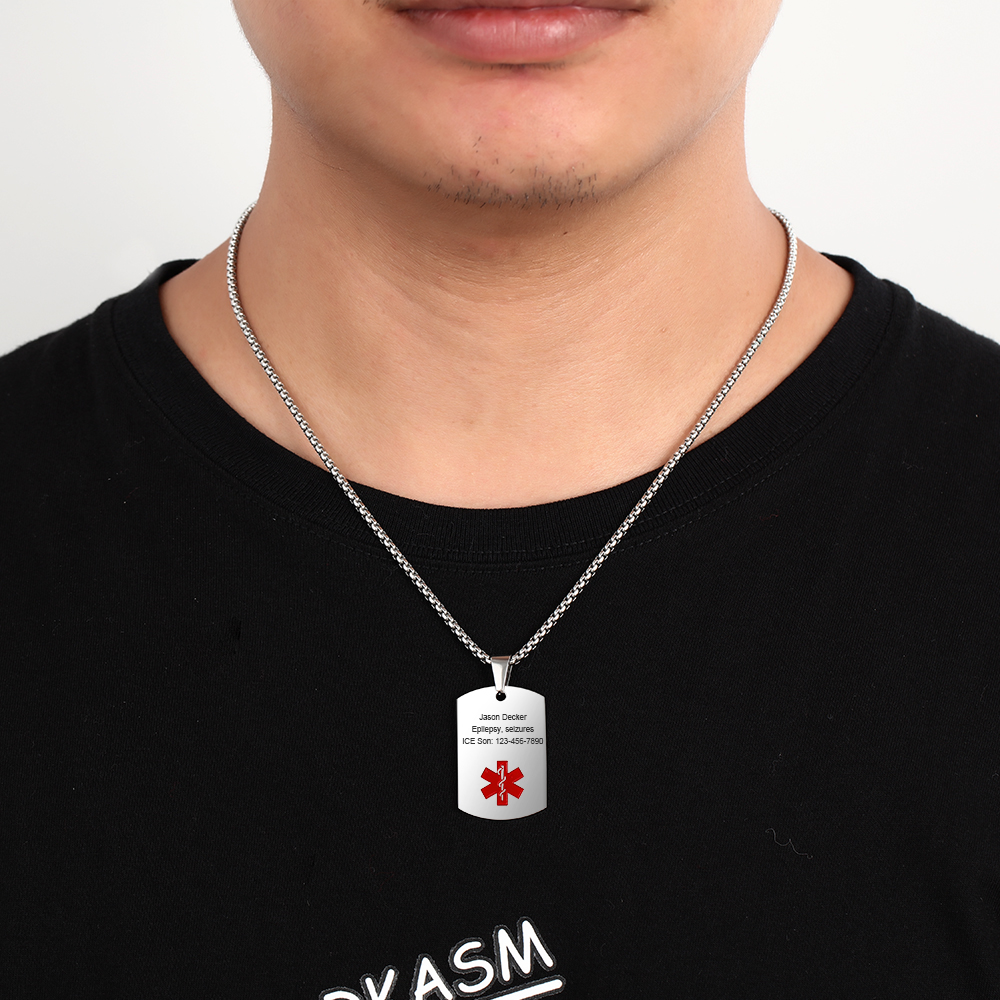 Custom Medical Alert Necklace Personalized Gift for Safety Emergency Loved Ones | Lorajewel