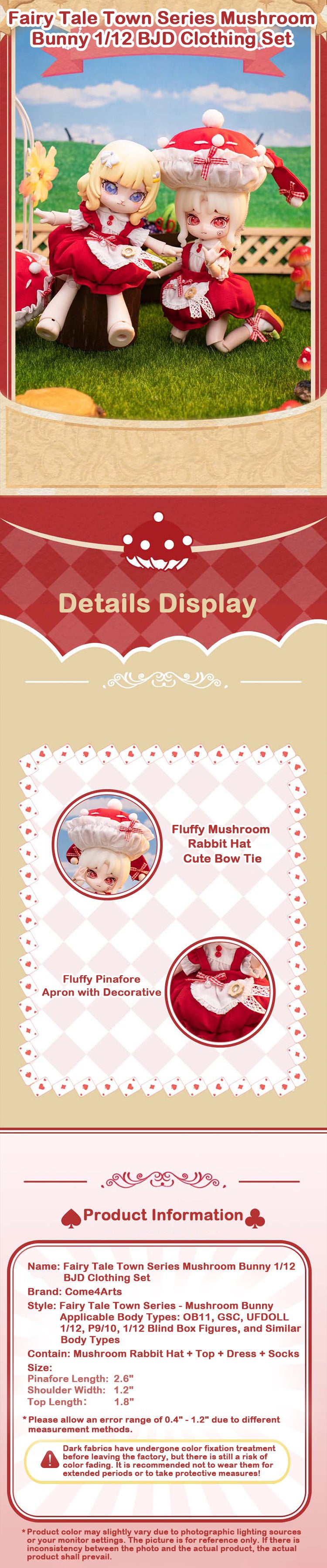 Fairy Tale Town Series Mushroom Bunny 1/12 BJD Clothing Set