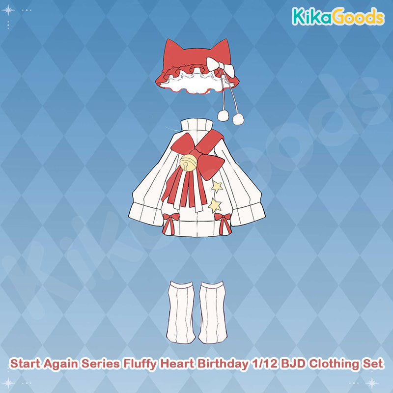 Start Again Series Fluffy Heart Birthday 1/12 BJD Clothing Set【Shipped in Nov./Dec. 2025】