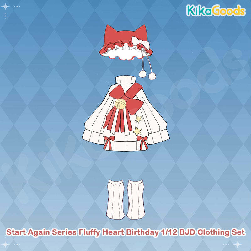 Start Again Series Fluffy Heart Birthday 1/12 BJD Clothing Set【Shipped
