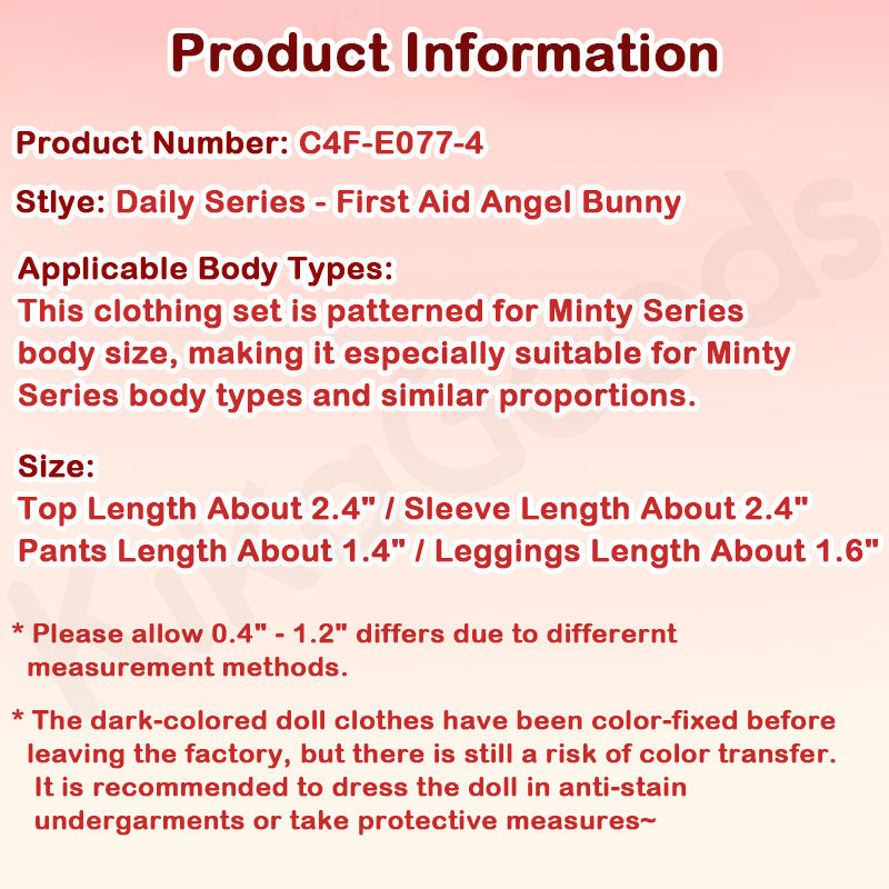 Daily Series First Aid Angel Bunny 1/12 BJD Clothing Set